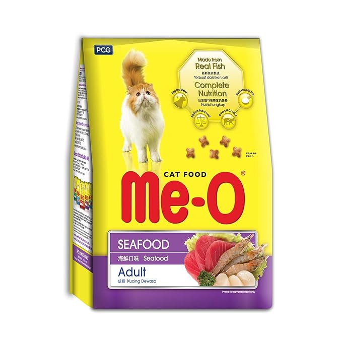 Me-O Adult Dry Cat Food, Seafood Flavor, 1.2 Kg